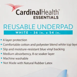 Reusable Underpad Cardinal Health™ Essentials 36 X 54 Inch Polyester / Rayon Moderate Absorbency