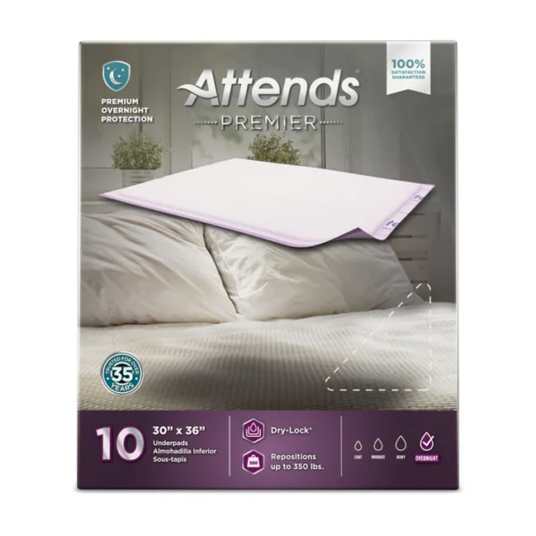 Disposable Underpad Attends® Premier 30 X 36 Inch Dry-Lock® Core Heavy Absorbency - Image 3