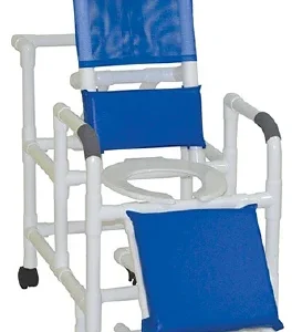 Shower Chair MJM International Fixed Arms PVC Frame Reclining Backrest 20 Inch Seat Width 300 lbs. Weight Capacity