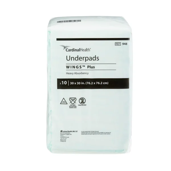 Disposable Underpad Wings™ Plus 30 X 30 Inch Fluff / Polymer Heavy Absorbency - Image 2