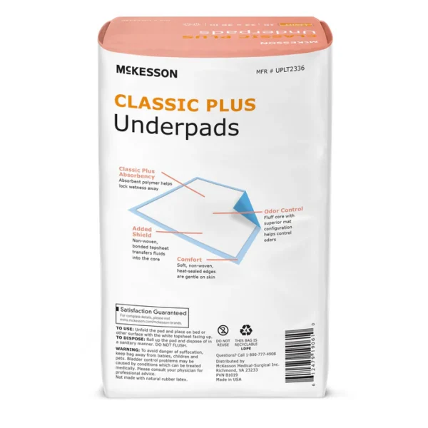 Disposable Underpad McKesson Classic Plus 23 X 36 Inch Fluff Mat Light Absorbency - Image 2