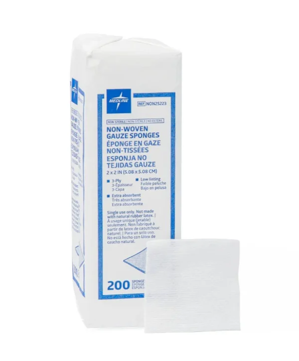 Medline Standard Nonsterile Nonwoven Gauze Sponges 2" x 2" 200/BG