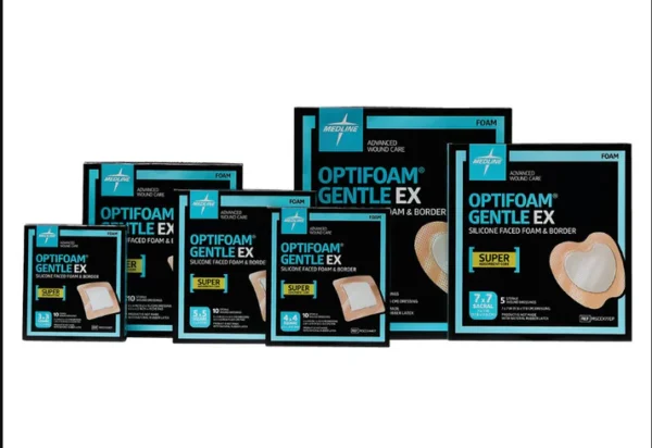 Optifoam Gentle EX Silicone-Faced Foam Dressings 4" x 4"